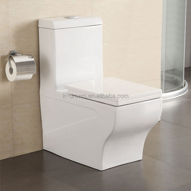 KD-T005P Chaozhou Sanitary Ware Free Standing One Piece Toilet Ceramic Squatting Toilets Luxury Square Water Closet Bowl