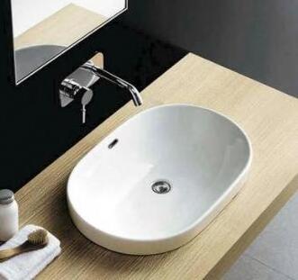 KD-101AB Handmade Ceramic Sanitary Ware Oval Shape Semi Insert Ceramic Washing Sink Bowl Counter Top Muslim Wash Basins