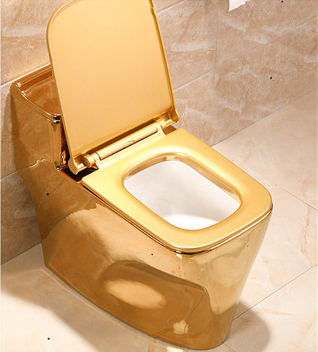 KD-18GPA New Trending Bathroom Gold Plated Ceramic Soft Closing Seat Cover WC Toilet Shiny Golden One Piece Water Closet