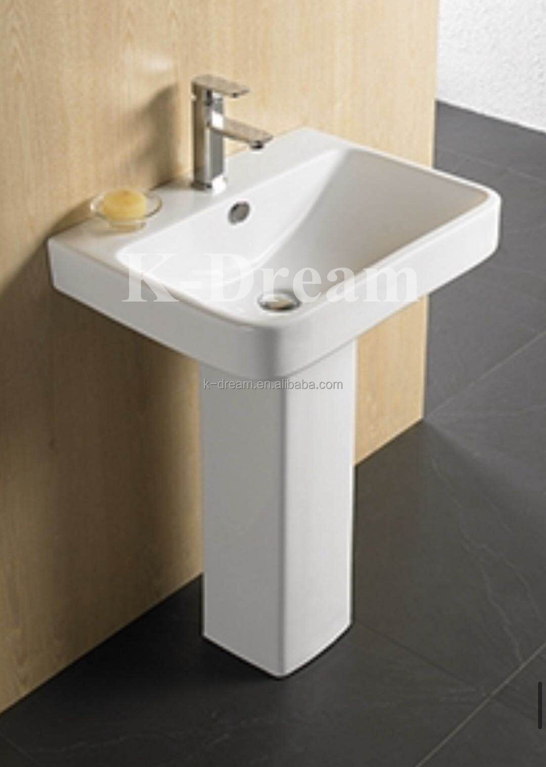 KD-43PB Western Style Bathroom Cheap Price Ceramic Glazed Pedestal Sink African Floor Mounted Small Corner Wash Basin with Stand