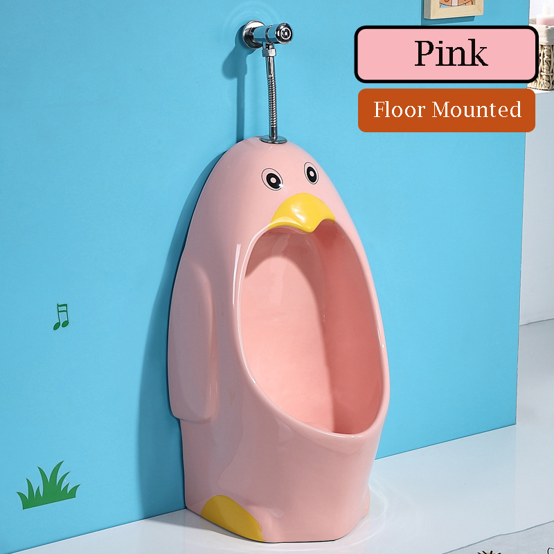 KD-K004U Best Selling Children Bathroom Products Chaozhou Pink Color Ceramic Pedestal Urinal Lovely Animal Shape Floor WC Urine