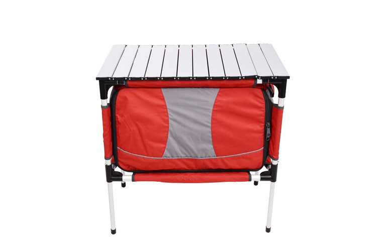 Good quality red folding kitchen table with cloth mini picnic party outdoor easy carry camping tent activity picnic tables