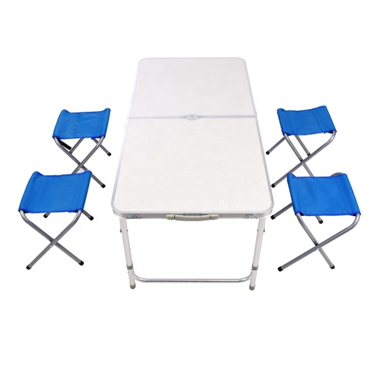 European American outdoor folding table chair set OEM camping picnic party complete set leisure folded aluminum table 4 chairs