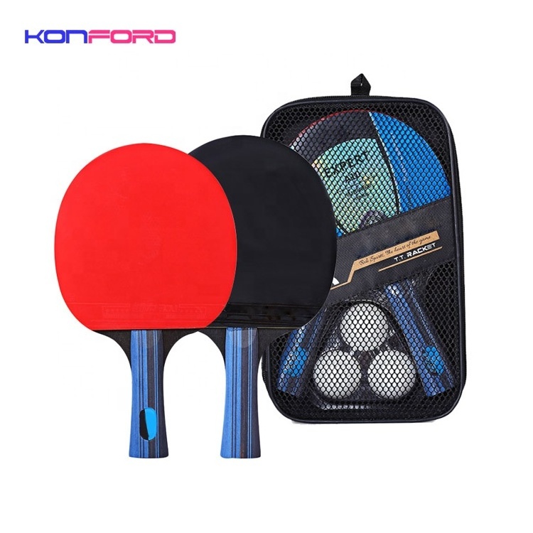 Customized mesh bag 2 ping-pong paddles 3 table tennis balls set OEM wholesale T.T. kits set table top tennis set