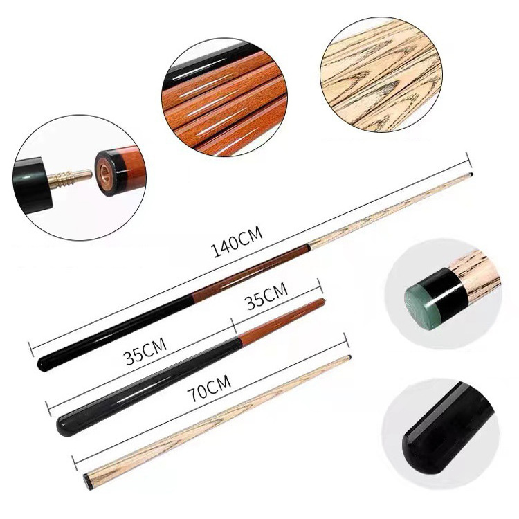 Chian hot sale single high-positio stainless steel punch jump  snooker billiard pool cue sticks ash wood cocobolo lacewood cues