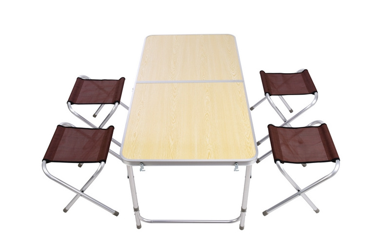 European American outdoor folding table chair set OEM camping picnic party complete set leisure folded aluminum table 4 chairs