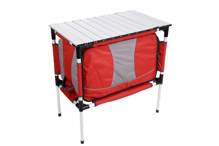 Good quality red folding kitchen table with cloth mini picnic party outdoor easy carry camping tent activity picnic tables