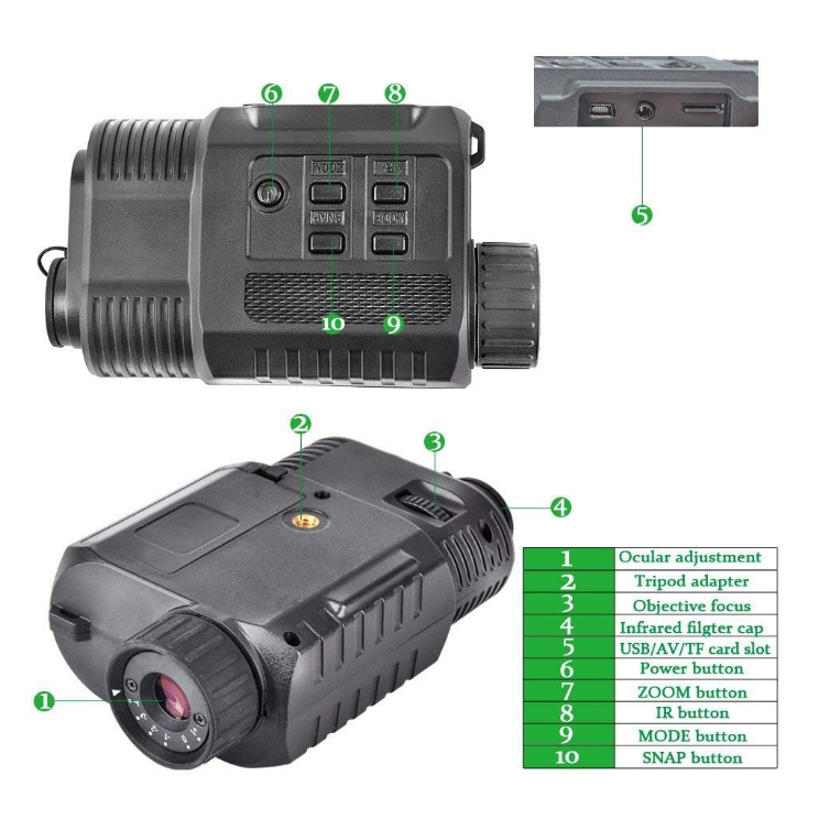 Visionking Night Vision Digital Monocular 850NM Night IR LED Hunting Camcorder 3.5-9x21 Zoom Mini Night Vision Device