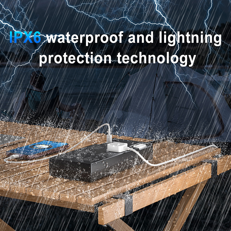 IPX6 Outdoor Power Strip Weatherproof Waterproof Surge Protector with 6 Wide Outlet & 4 USB Ports Flat Outlet Extension Cord