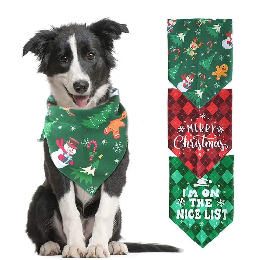 Custom design Holidays Christmas New Year Adjustable Dog Scarf Washable Valentine Dog Bib Bandana