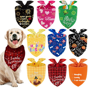 Custom design Holidays Christmas New Year Adjustable Dog Scarf Washable Valentine Dog Bib Bandana