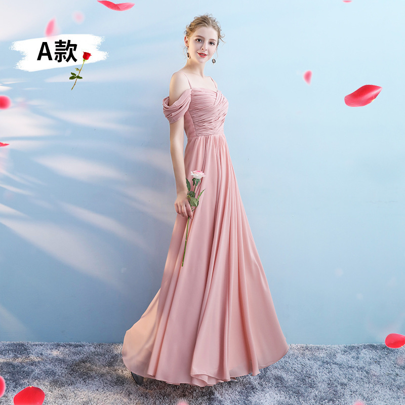 Custom off shoulder women bridesmaid dresses elegant evening long maxi prom dress summer chiffon dress