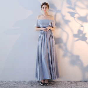 Custom off shoulder women bridesmaid dresses elegant evening long maxi prom dress summer chiffon dress