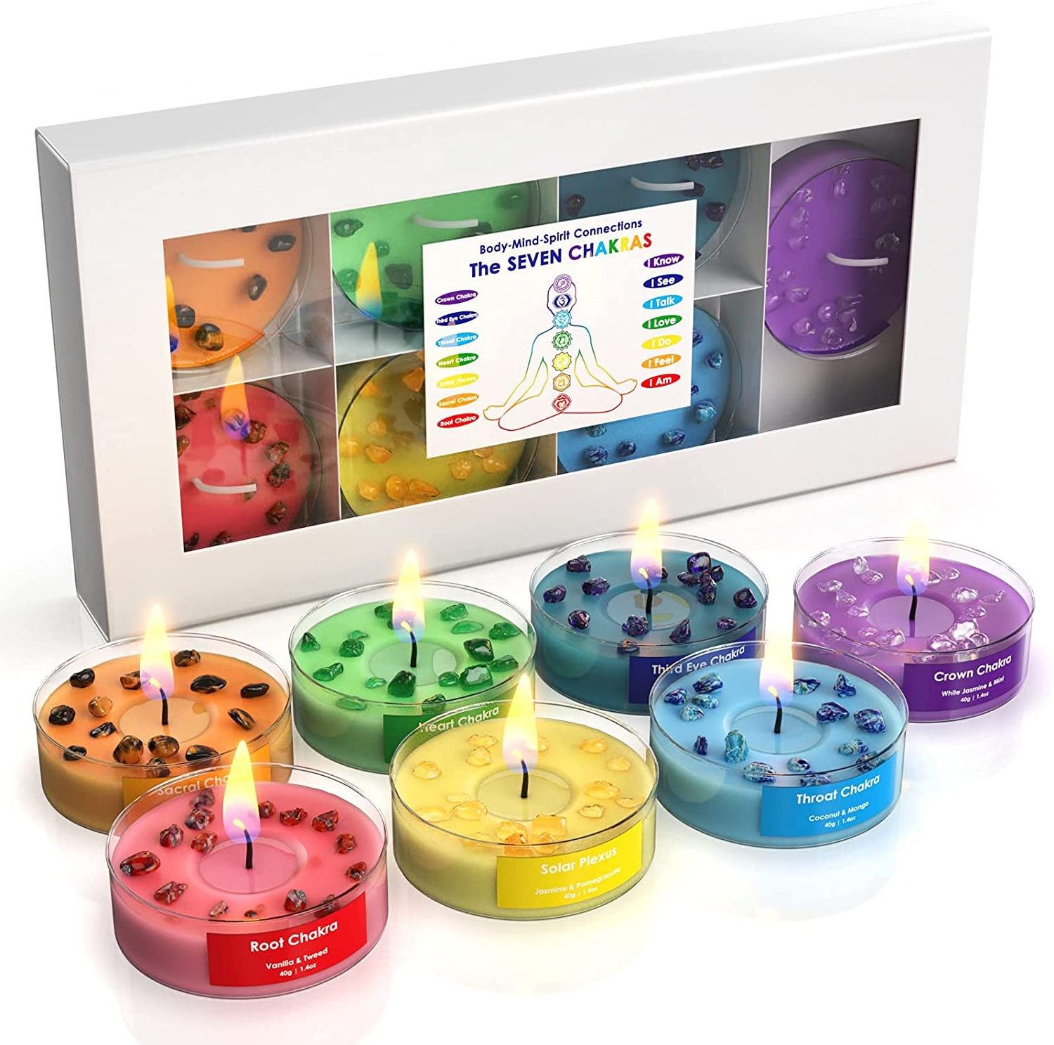 Customized Fragrance Chakra Spiritual Healing Gift Candle Set Meditation Yoga Prayer 7 Small Chakra Candles