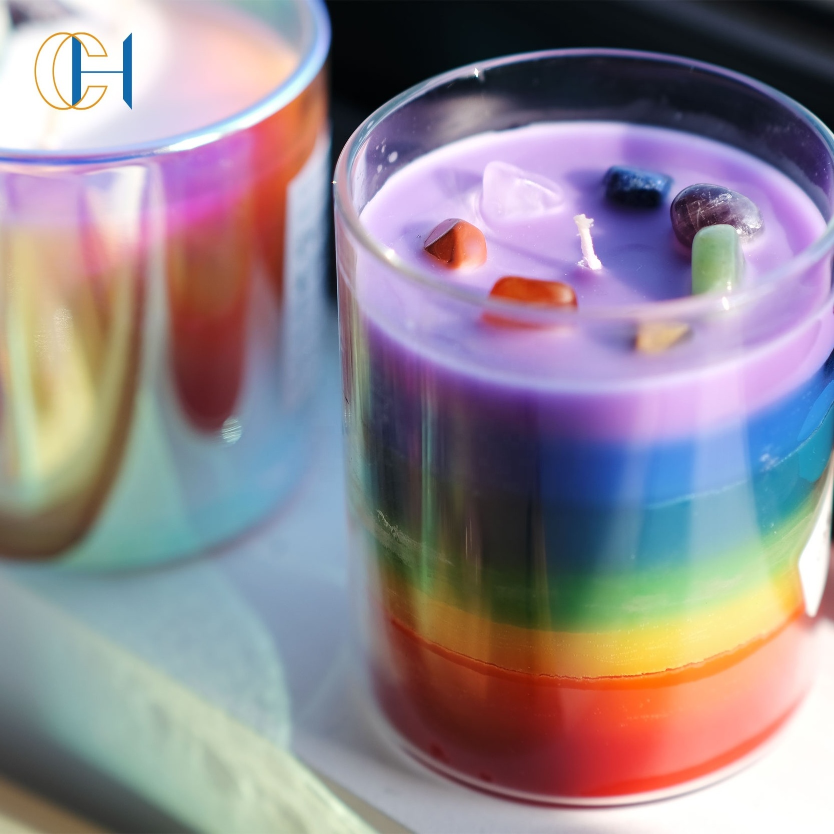 Chakra 2024 New handmade Organic Spell Scented Spiritual Colorful Chakra Soy Wax Relax Meditation Prayer rainbow Candle