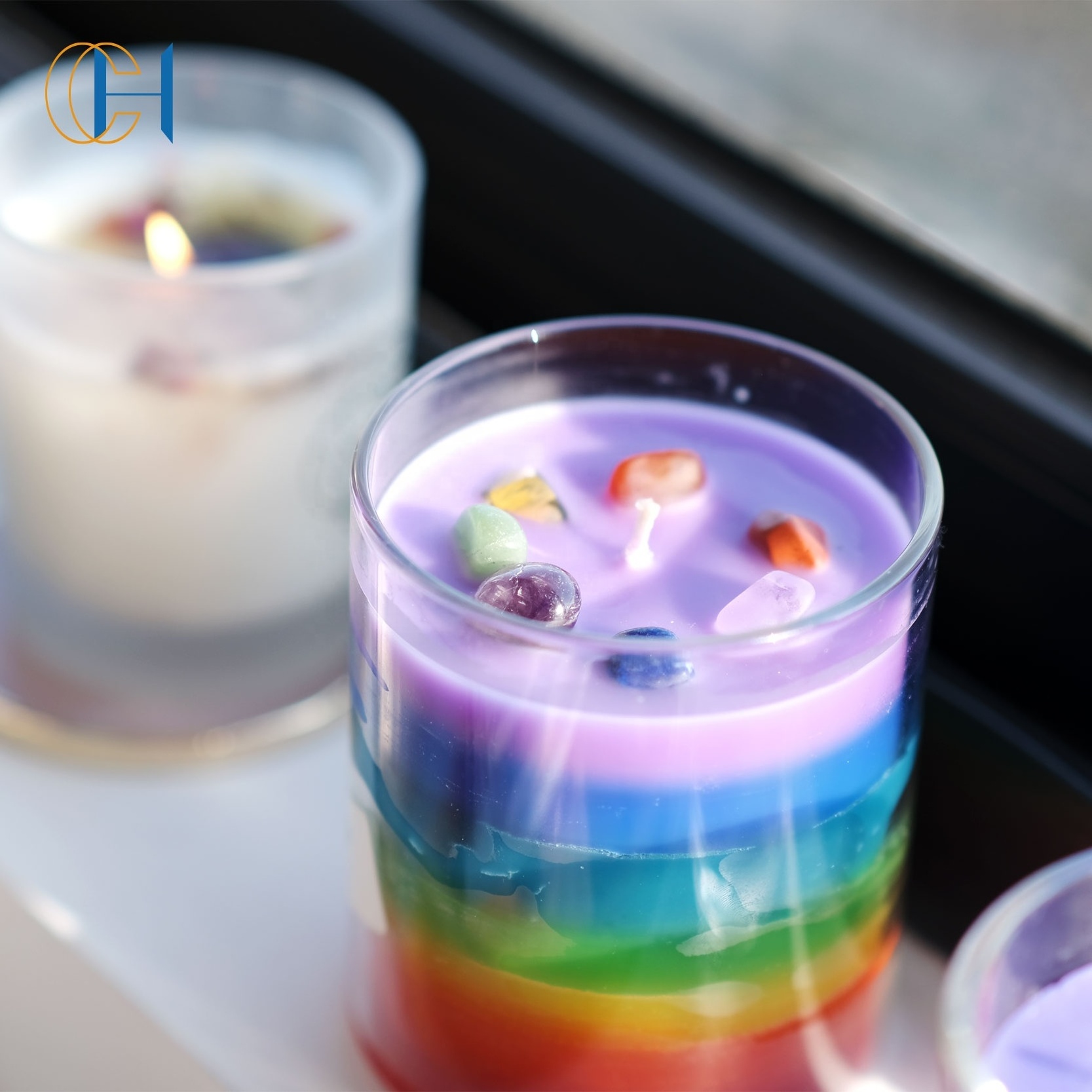 Chakra 2024 New handmade Organic Spell Scented Spiritual Colorful Chakra Soy Wax Relax Meditation Prayer rainbow Candle