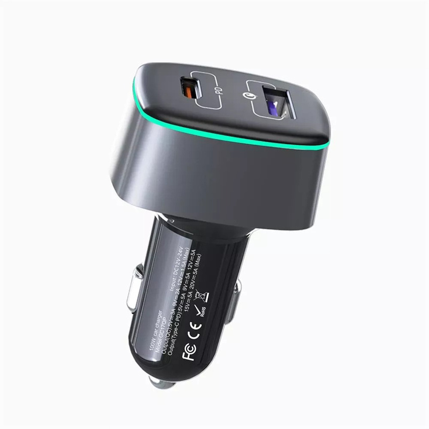 Hot Selling 100W High Power Car charger adapter Universal Electric Mobile Phone USB-C PD car charger fast charging