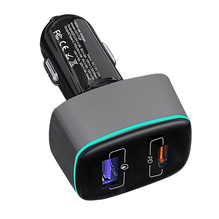 Hot Selling 100W High Power Car charger adapter Universal Electric Mobile Phone USB-C PD car charger fast charging