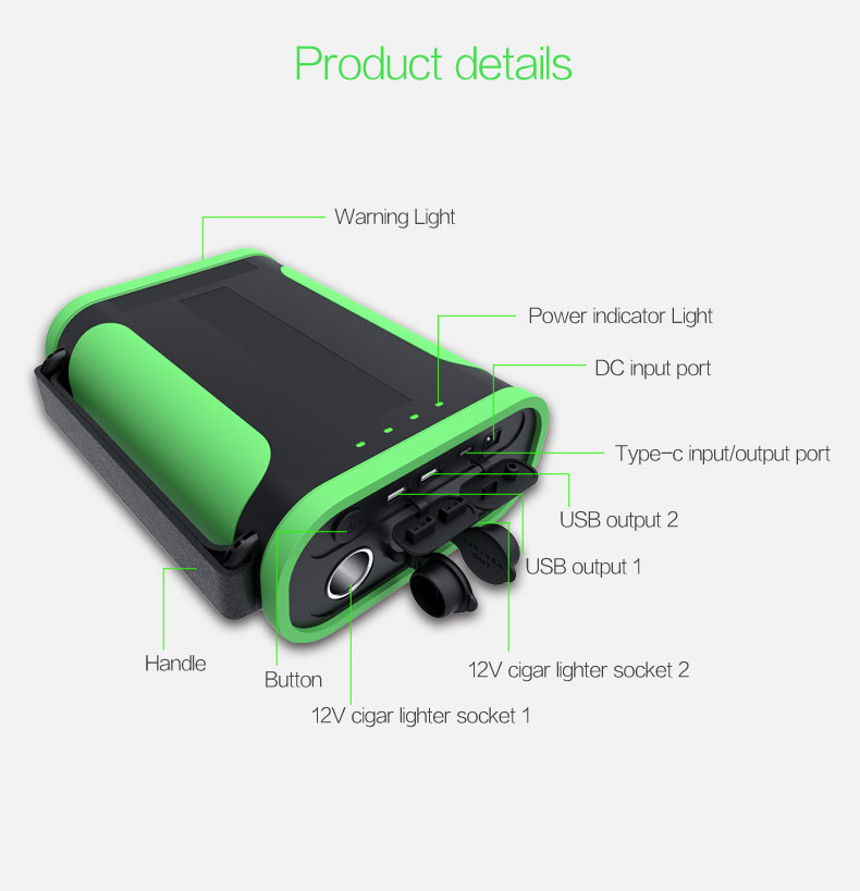 96000mah 12V 24V Camping Solar Power Bank Portable Cell phone charger with Led flashlight