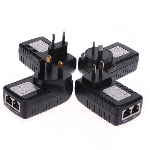 802.3Af 48V POE Injector Adapter 0.5A 12V 2A Passive Rj45 24V 1A Power 10/100/1000Mbps Monitor IP Gigabit PoE Adapter Switch 1GB