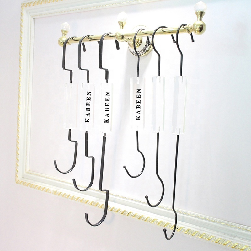 KABEEN New design retail store accessories customized acrylic logo metal gold hook for boot hat handbag display rack