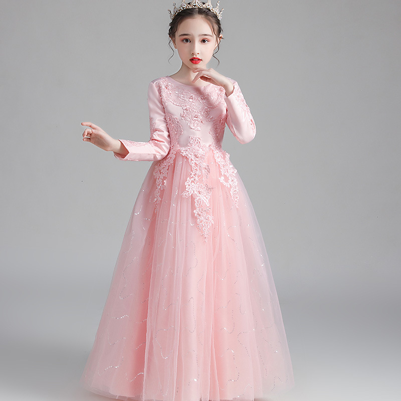 Girls Winter Tutu Dress Ball Gown Handmade Tulle Party Formal Dresses For Birthday Outfit Baby Girl Long Sleeve Dresses For Kids