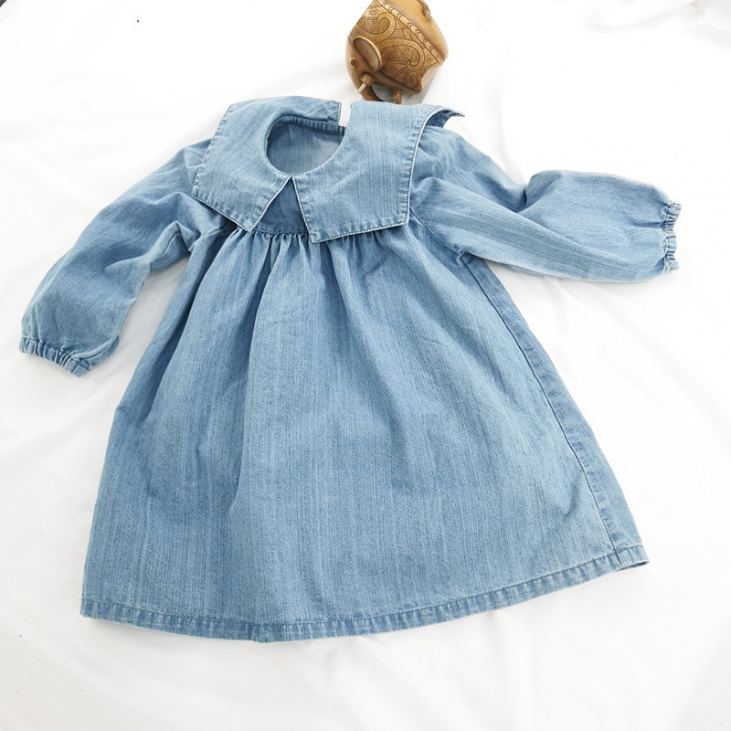 Popular Girls' Dress INS New Baby Dress Cute Loose Fashionable Denim Toddler Baby Girls Long Sleeve Princess Dresses