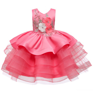 Hot Children's Wedding Clothes Girl's Princess Dress Multi-Layer Mesh Fluffy Skirt Performance Dress Clothes For Baby Girl