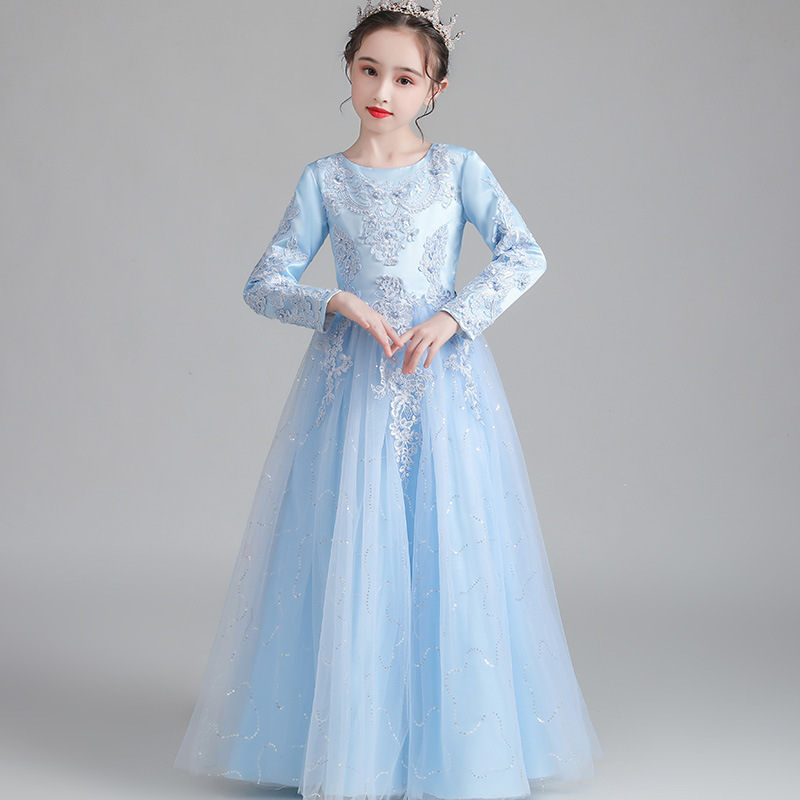 Girls Winter Tutu Dress Ball Gown Handmade Tulle Party Formal Dresses For Birthday Outfit Baby Girl Long Sleeve Dresses For Kids