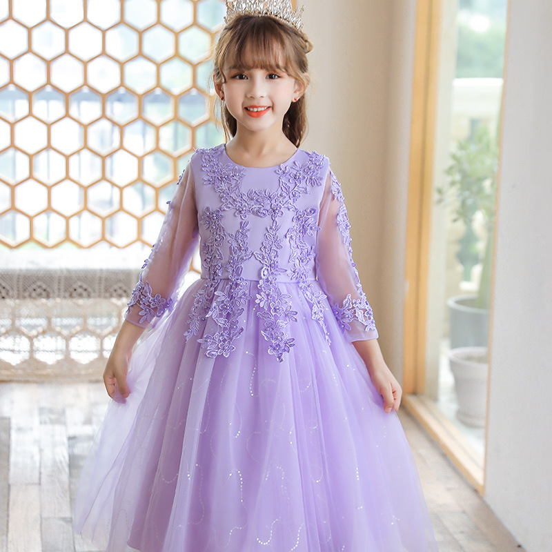 Little Girl Birthday Party Dress Wedding Formal Short Tutu Lace Full Dress Kids Princess 5-12Years Girls Summer Princess Dress