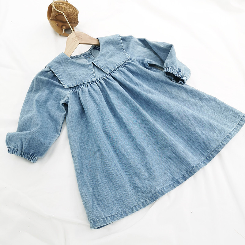 Popular Girls' Dress INS New Baby Dress Cute Loose Fashionable Denim Toddler Baby Girls Long Sleeve Princess Dresses