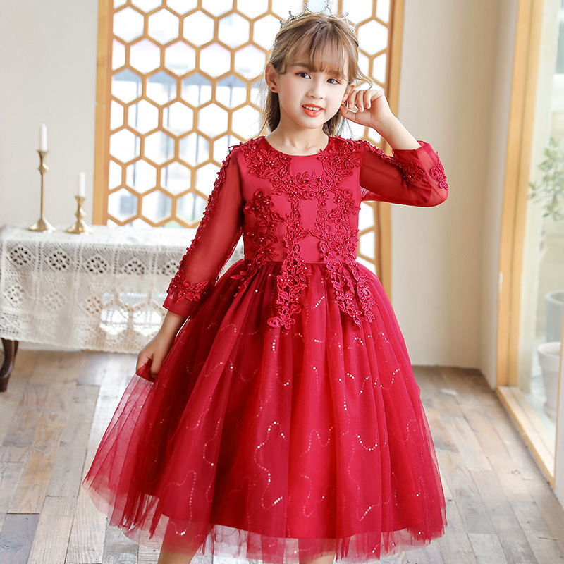 Little Girl Birthday Party Dress Wedding Formal Short Tutu Lace Full Dress Kids Princess 5-12Years Girls Summer Princess Dress