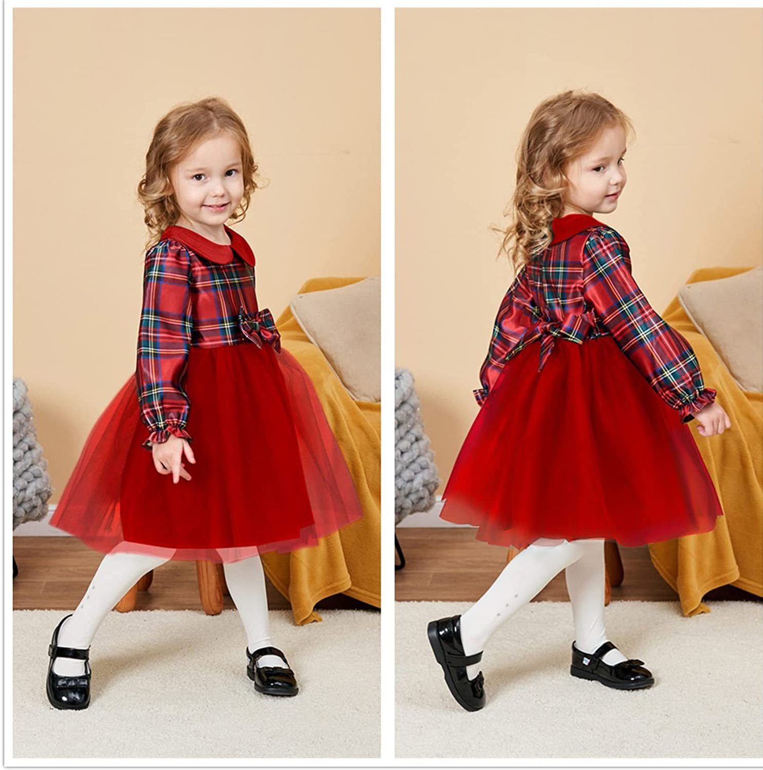 Baby Girl First Birthday Dress For Children Kids Christmas Outfits 2023 Christmas Dress For Children Red Puffy Princess Dress