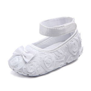 New Collection Spring Autumn Infant Girl Dress Shoes Soft Sole Rose Flower Toddler Girl Flat Walking Shoes