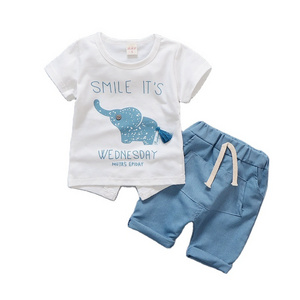 Baby Boy Clothes Set 1-2-3-4 Years Old Boys' Summer Short Sleeve T-shirt Shorts Children Summer Two Piece Set Elephant Print