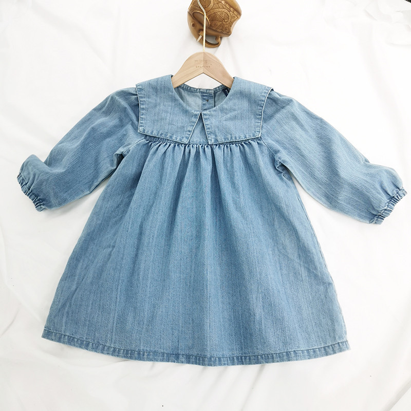 Popular Girls' Dress INS New Baby Dress Cute Loose Fashionable Denim Toddler Baby Girls Long Sleeve Princess Dresses