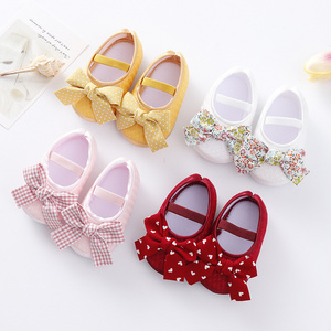 Spring Newborn Baby Shoes 0 6 9 Months Infant Girls Shoes Birthday Party Princess Soft Sole Walking Shoes INS With Hairband Set