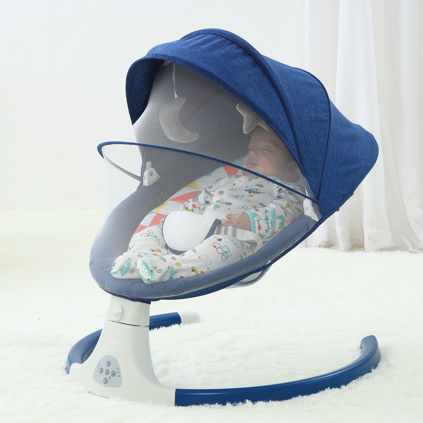 WESHIONS new born baby bouncer cradle bed baby cribs Plastic metal Material Auto swing baby cot automatic swing chair