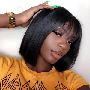 150 180 Density true scalp Human Hair Wigs Women Wholesale short bob wig with bang for Black women hot selling Summer wigs