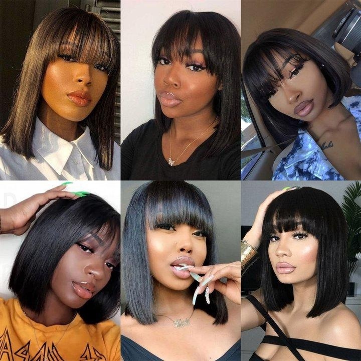 150 180 Density true scalp Human Hair Wigs Women Wholesale short bob wig with bang for Black women hot selling Summer wigs