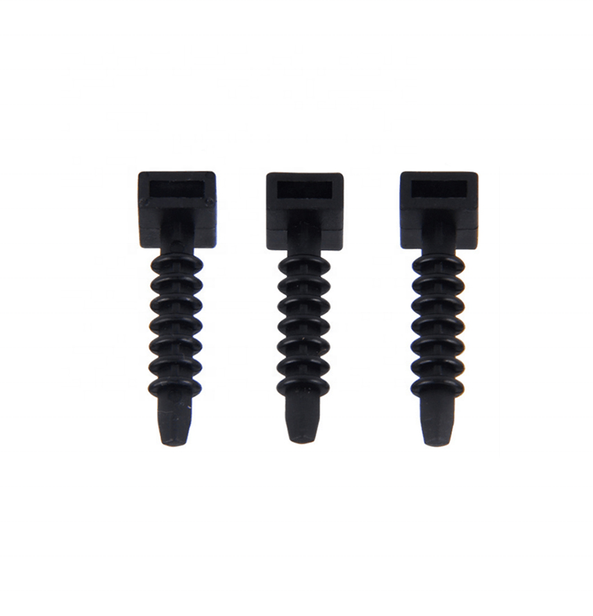 Black Cable Tie Masonry Screw Mounts - Up to 9mm Cable Ties