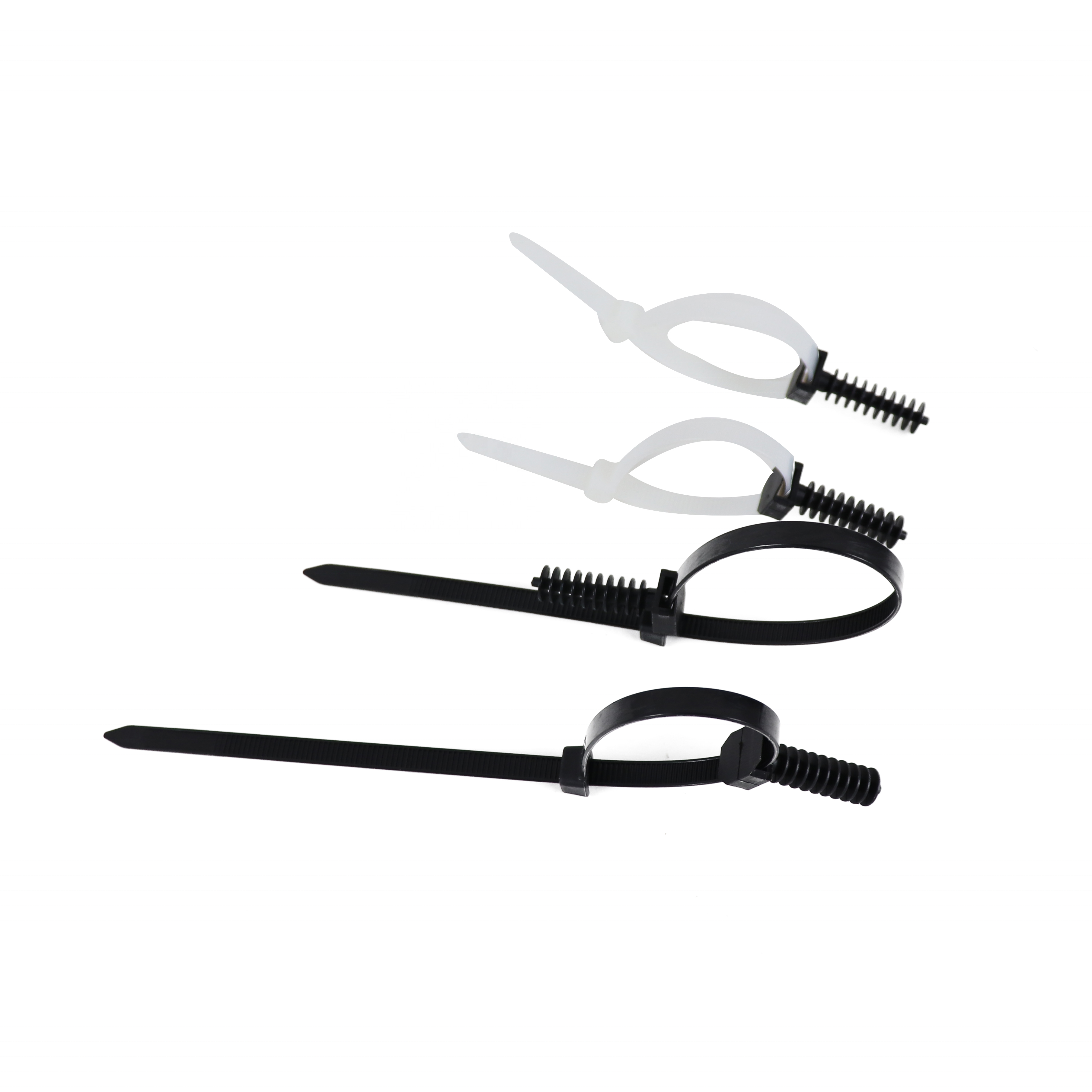 Black Cable Tie Masonry Screw Mounts - Up to 9mm Cable Ties