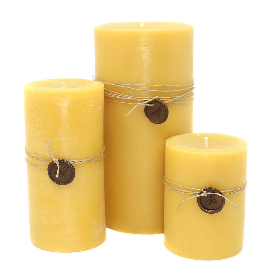 Smokeless smokeless Pure Beeswax pillar Candle Set with Natural Scent