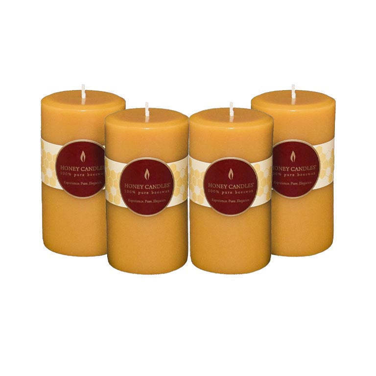 Large Beeswax Pillar Candle, Smokeless Pure Beeswax Candle Set with Natural Scent for Room Decoration Prayer Party, Lon