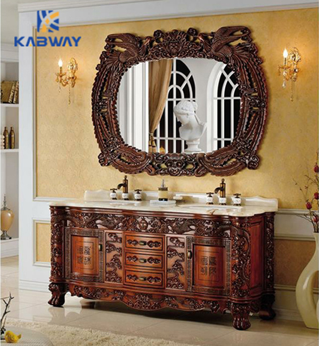 Luxury waterproof wood bathroom vanity cabinet classical solid wood bathroom furniture