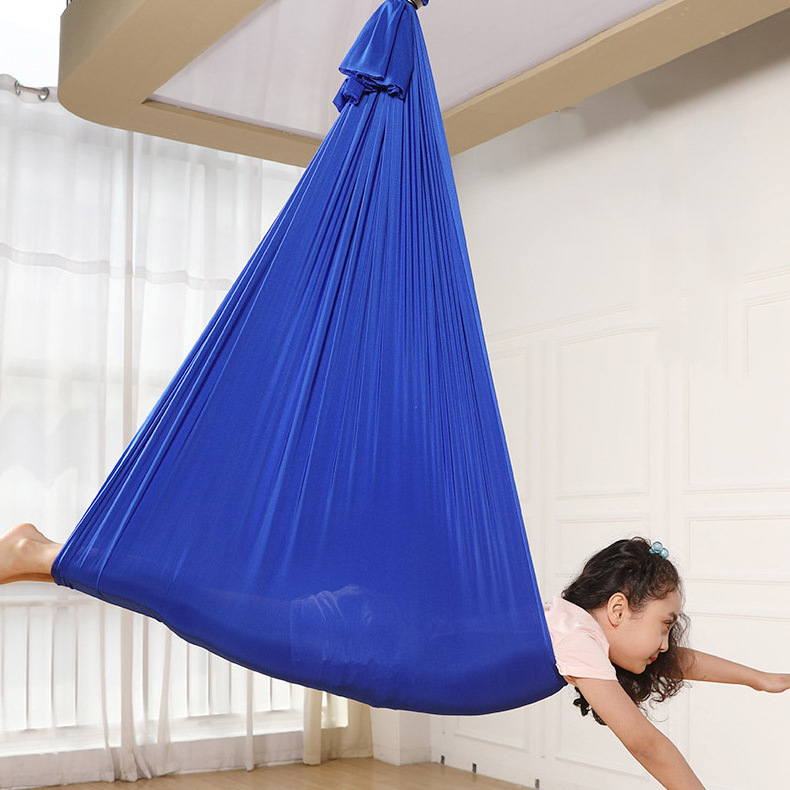 Mini small high quality swinging rotating aeriel yoga kids child hammock nylon parachute 360 swivel indoor sensory swing hammock