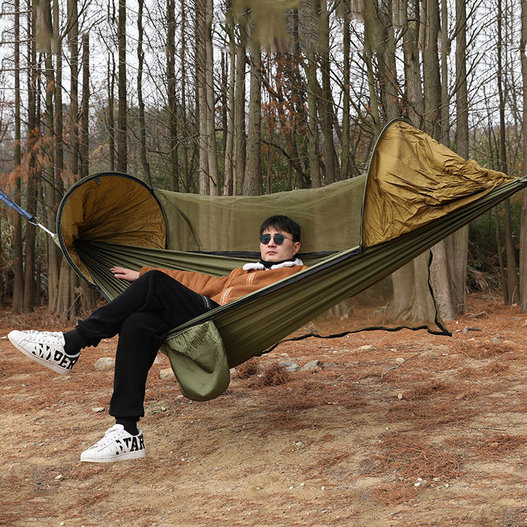 Sleeping pad trailer flying off-ground tent hommack camping 2 person waterproof portable high quality nylon tree hammock tent