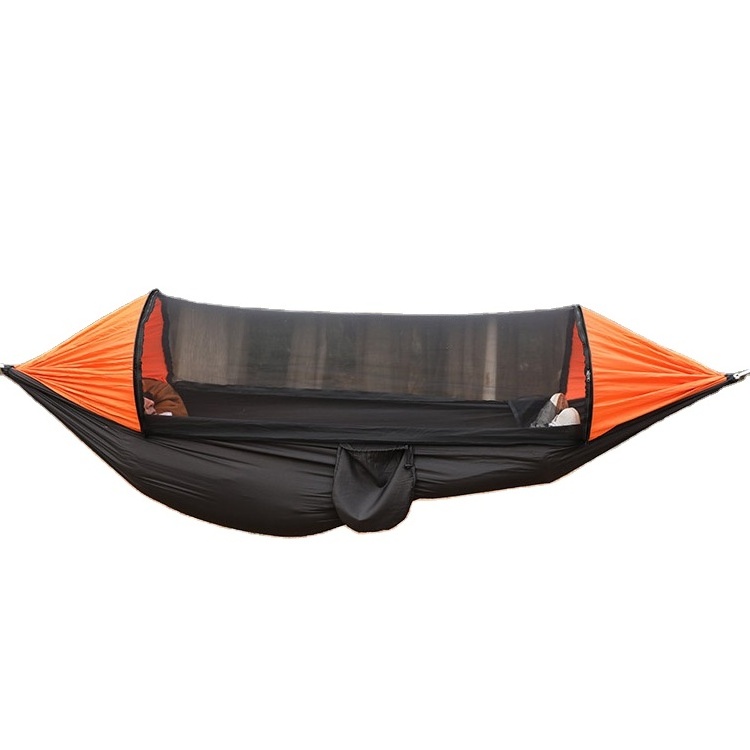 Portable head cloth shade steel stand mosquito net support foldable double black parachute nylon outdoor hammock with stand