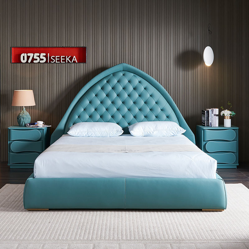 Customized Make Bedroom Furniture New Design Wooden Headboard Single Double Queen Size Palace Style Bed Frame