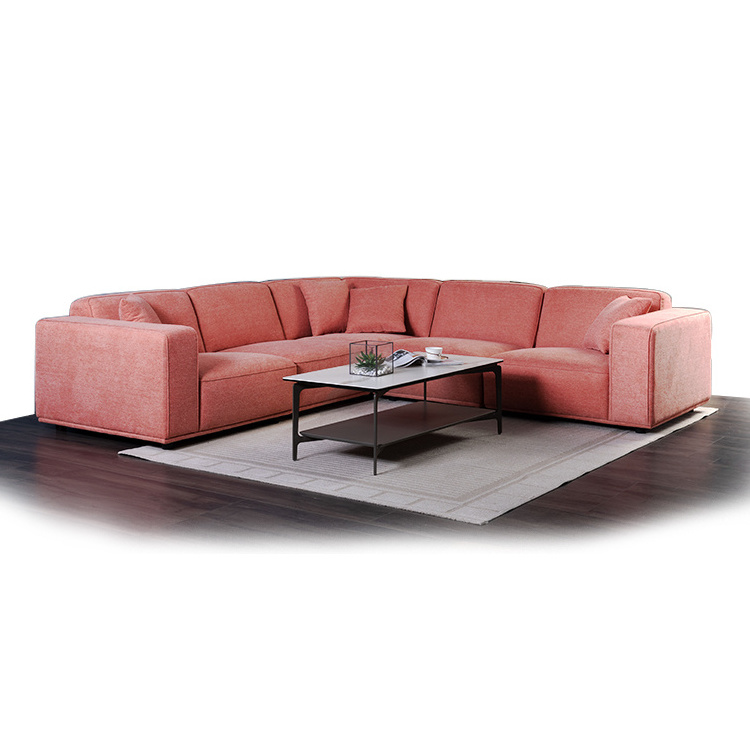 american divan l shape living room furniture pink corner sectional upholstery fabric recliner sofa